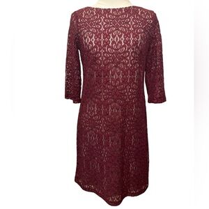Jessica Howard Petite Lace Bodycon Dress in Wine Red Size 4P